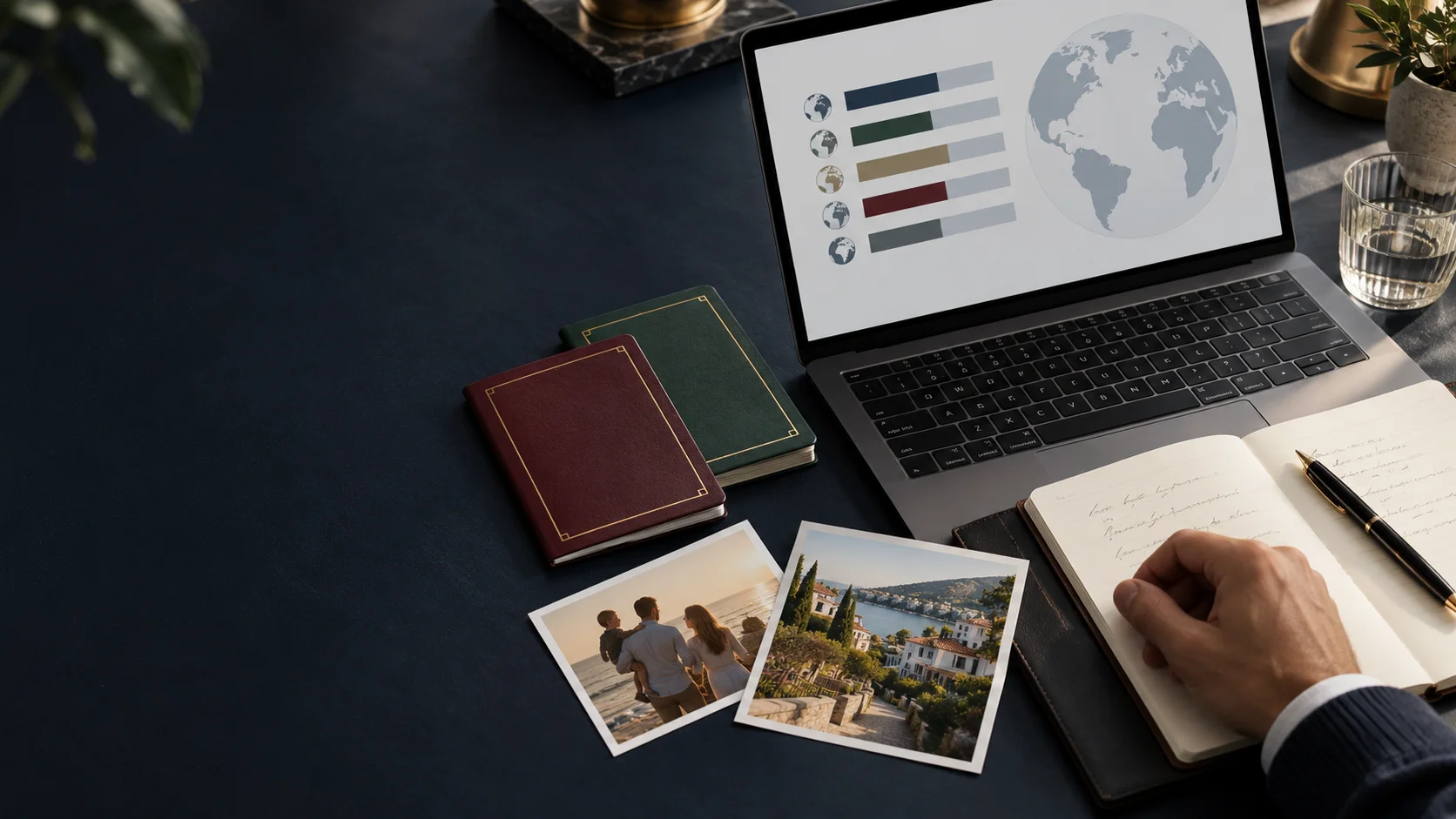 Illustration of passports and a global mobility comparison